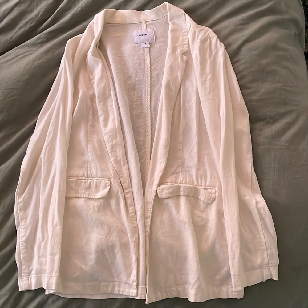 MED white linen blazer
